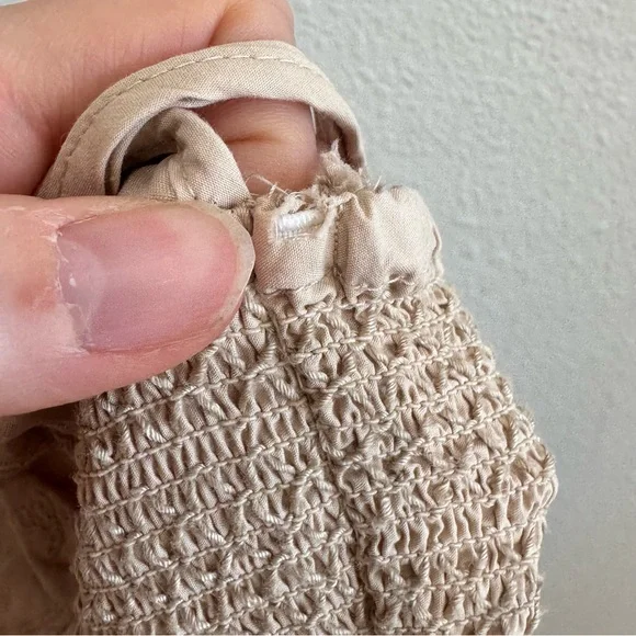 Zara Poplin Midi Dress Womens‎ Large Tan Minimalist Boho Embroidered Vacation - Picture 6 of 10